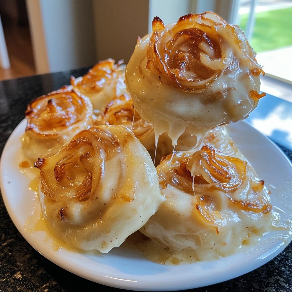 Kartelstampf mit karamellisierten Zwiebeln