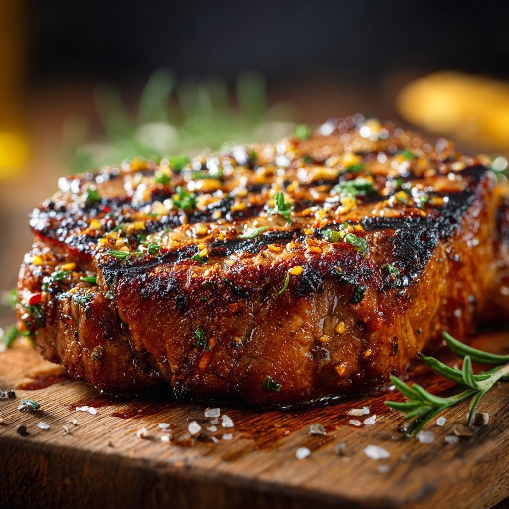 Gegrilltes Rindersteak Mit Senf Kruste