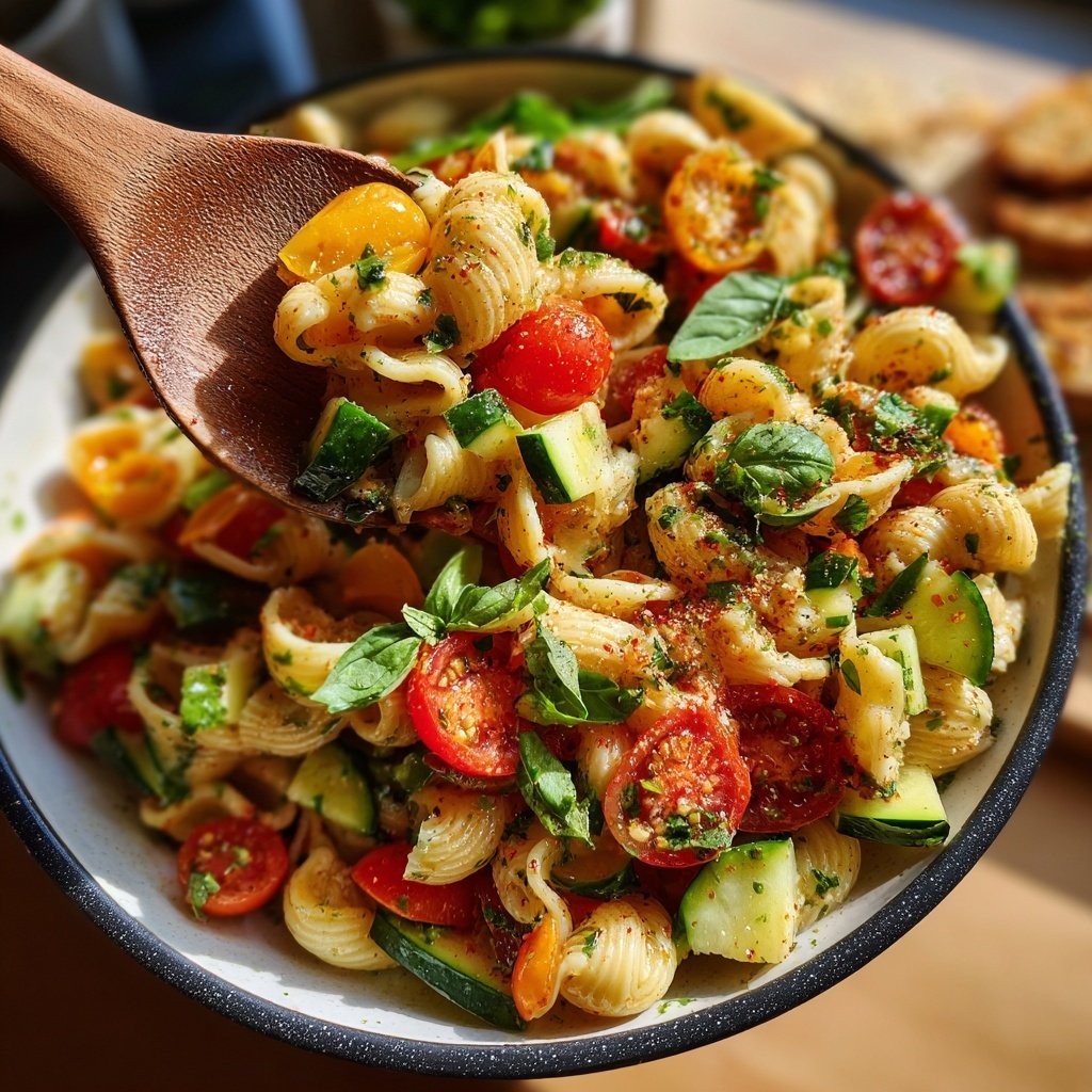 Mediterraner Nudelsalat Mit Tomaten