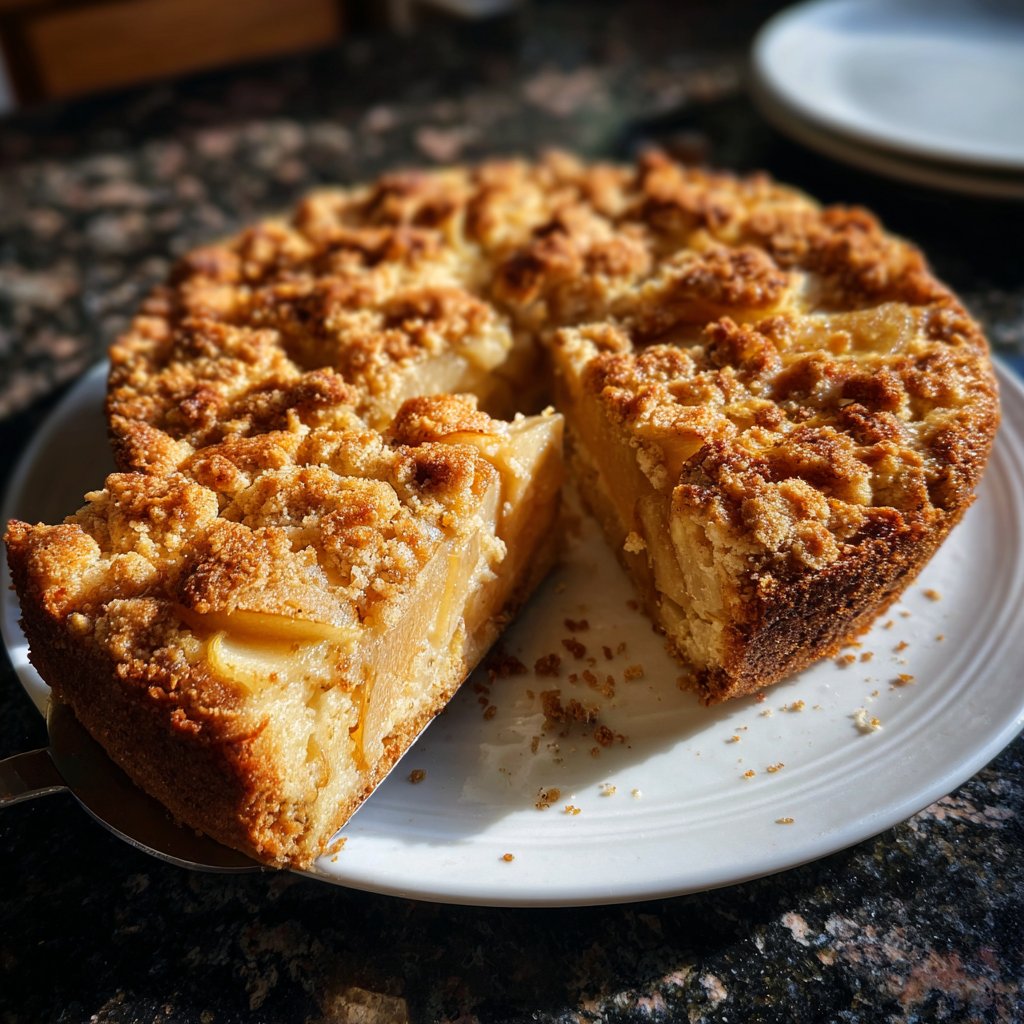 Kuchen mit Birnen und Streuseln