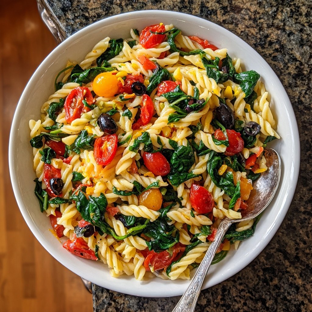 Mediterraner Nudelsalat Mit Spinat