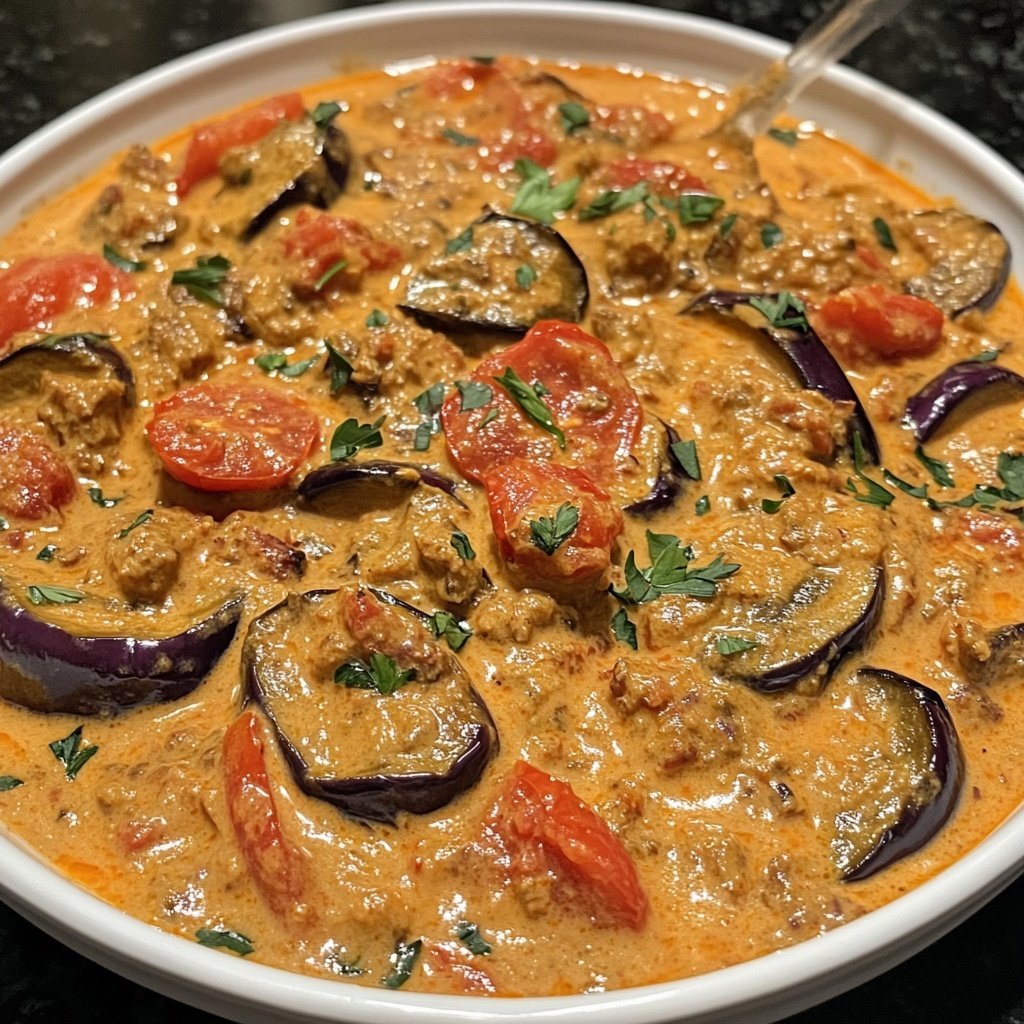 Curry mit Aubergine und Tomaten